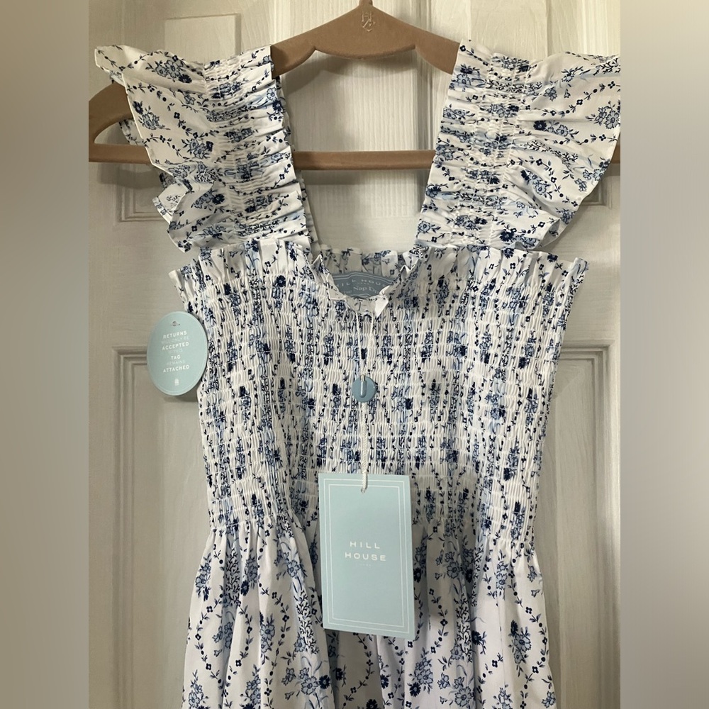 Hill House Home Ellie Nap Dress in Blue Vine Stripe Size XXS
